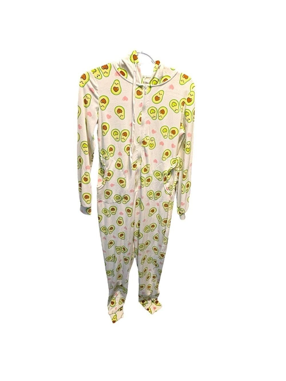 Avocado Print White One Piece Pajamas Size XS